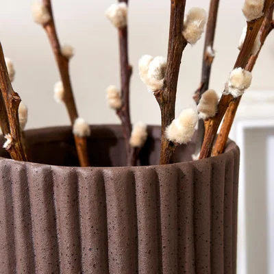 Dunelm Ribbed Stone Vase Bitter Chocolate (Brown)