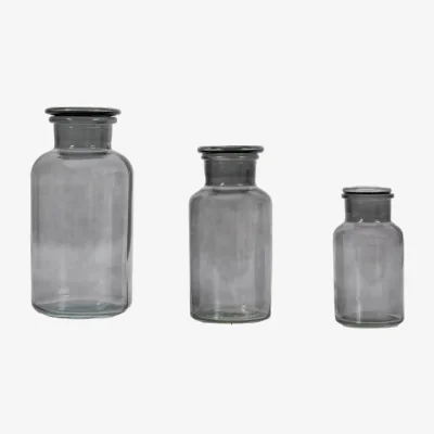 Dunelm Set of 3 Apotheca Glass Vases Grey