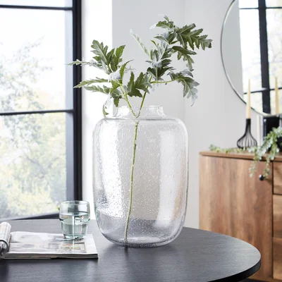 Dunelm Speckled Round Glass Vase Clear