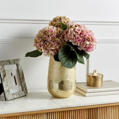 Dunelm Recycled Glass Gold Foil Vase Gold