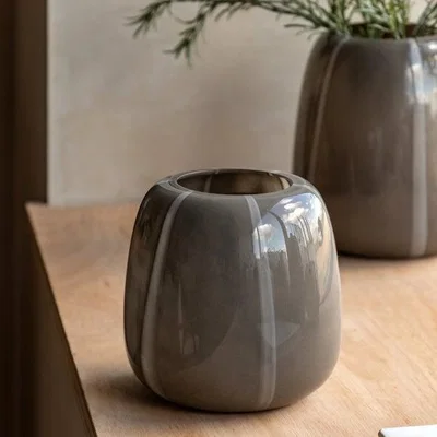 Dunelm Cedar & Sage Claro Taupe Stripe Glass Vase