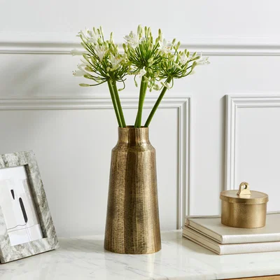 Dunelm Aluminium Gold Vase Gold