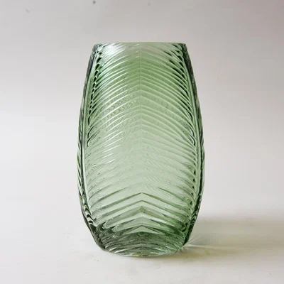 Dunelm Small Green Leaf Glass Vase Green