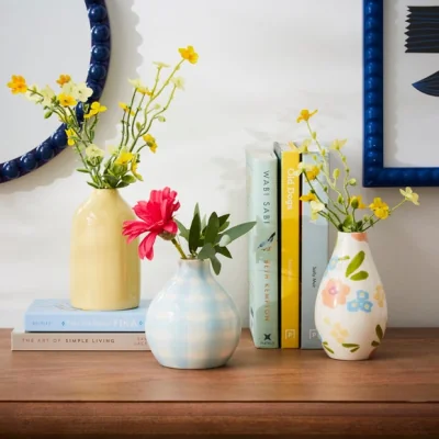 Dunelm Set of 3 Ceramic Bud Vases MultiColoured