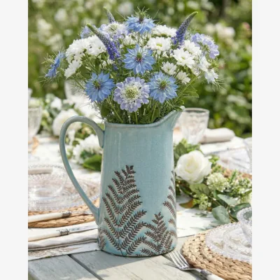 Dibor Sky Blue Fern Pitcher Jug Vase