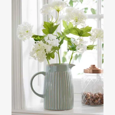 Dibor Ribbed Blue Pitcher Jug Vase