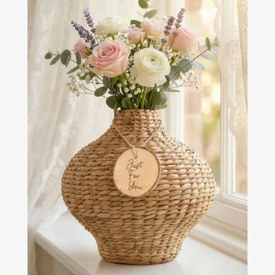 Dibor Personalised Woven Bulrush Vase Gift