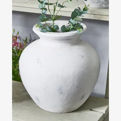 Dibor Textured White Antique Style Vase