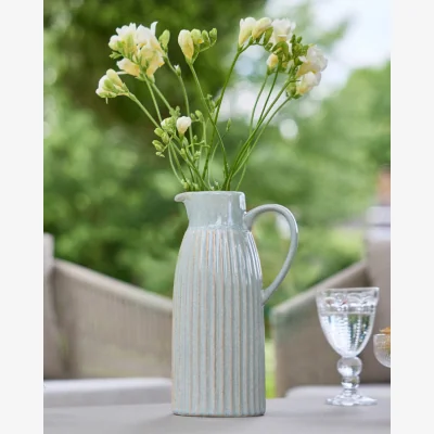 Dibor Tall Ribbed Blue Pitcher Jug Vase