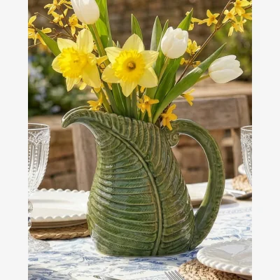 Dibor Botanical Green Leaf Jug Vase