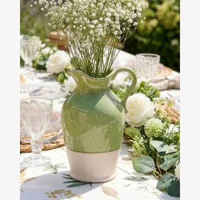 Dibor Green & White Two Tone Jug Vase