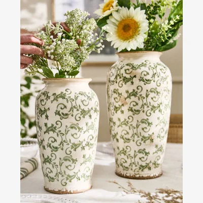 Dibor Irina Green Botanical Urn Vase