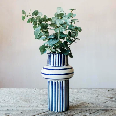 Graham & Green Graham and Green Blue Striped Vase