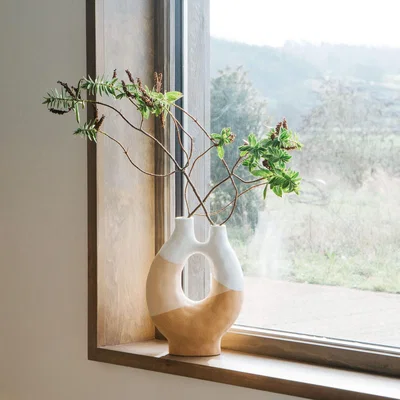 Graham & Green Tall Tan Sculpted Vase