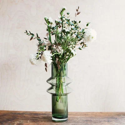 Graham & Green Medium Smoke Green Ribbed Vase