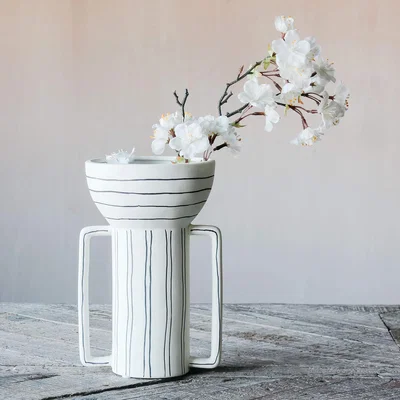 Graham & Green Square Handle Pinstripe Vase