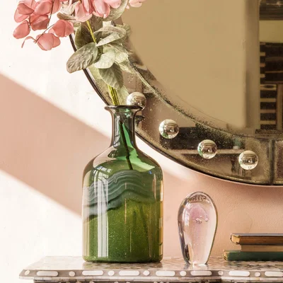 Graham & Green Hand Blown Green Bottle Vase