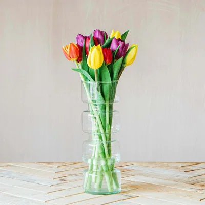 Graham & Green Tall Tiered Recycled Glass Vase