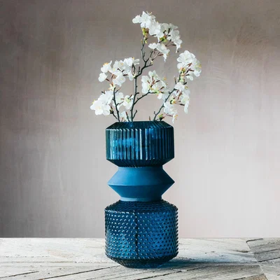 Graham & Green Blue Tiered Glass Vase
