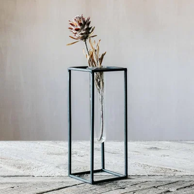 Graham & Green Iron and Glass Tube Vase