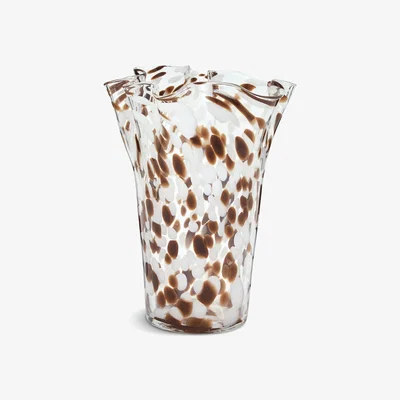 Habitat Habitat Confetti Glass Handkerchief Vase - Brown & White