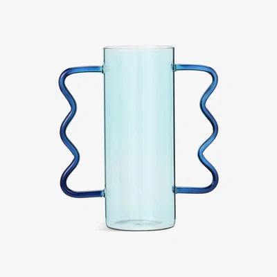 Habitat Habitat Wiggle Handled Glass Vase - Blue