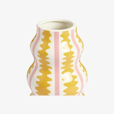 Habitat Habitat Stripe Ceramic Pink & Yellow Wiggle Vase
