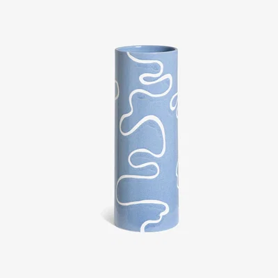 Habitat Habitat Wax Resist Earthenware Wiggle Vase - Blue & White