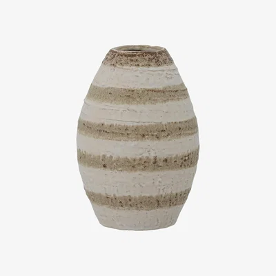 Habitat Bloomingville Stoneware Striped Charlen Vase - Cream