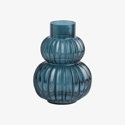 Habitat Habitat Ribbed Glass Vase - Blue
