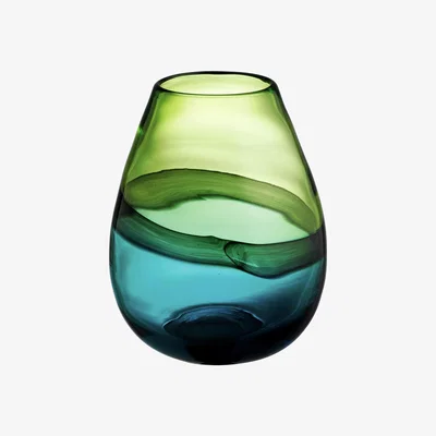 Habitat Habitat Cielo Blue And Green Tulip Glass Vase