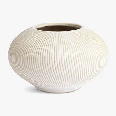 Habitat Habitat Small Ribbed Ceramic Vase - Natural