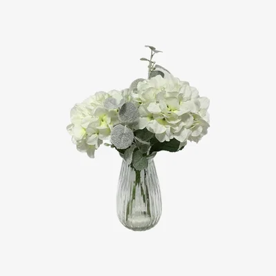 Habitat Habitat Floral in Glass Vase - White
