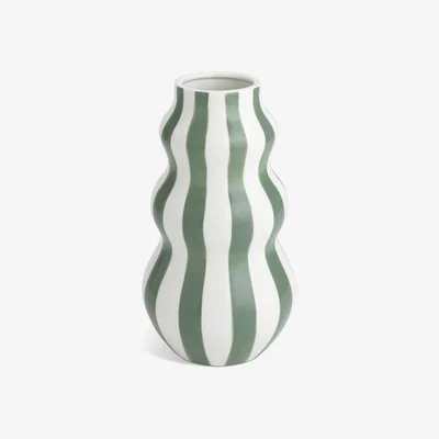 Habitat Habitat Hand Painted Stripe Vase - Green