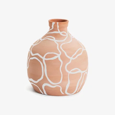 Habitat Habitat Ceramic Patterned Vase - Terracotta & White