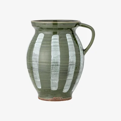 Habitat Bloomingville Stoneware Striped Vase - Green & White