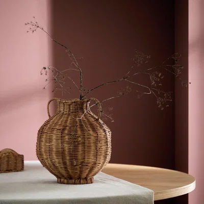 Habitat Habitat Rattan Vase with Handles - Natural