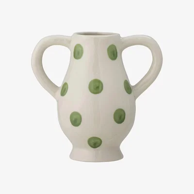 Habitat Bloomingville Stoneware Dotted Vase - White & Green