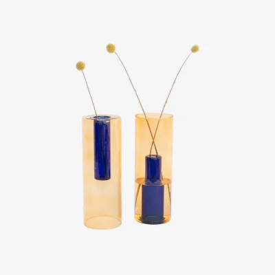 Heal's Block Design Block Reversible Vase Peach & Cobalt Large