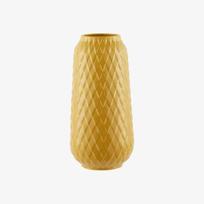 Homebase House Beautiful Diamond Ceramic Vase - Ochre
