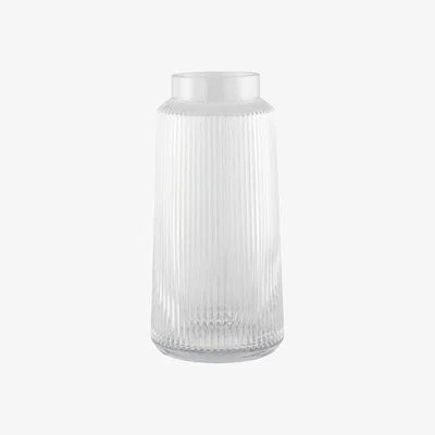 Homebase Ridged Glass Vase - Clear