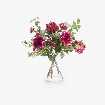 John Lewis Peony Artificial Midnight Bouquet in Glass Vase