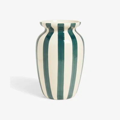 John Lewis John Lewis Hand Painted Striped Stoneware Vase, H26.5cm, Peacock