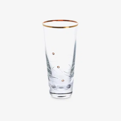 John Lewis Dartington Crystal Glitz Gold Small Vase, H20cm, Clear