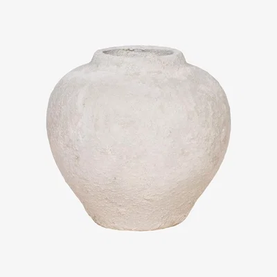 John Lewis Floralsilk Rustic Stoneware Vase, H18cm, Stone
