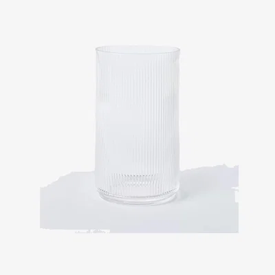 John Lewis John Lewis Ribbed Glass Column Vase, H21cm, Clear