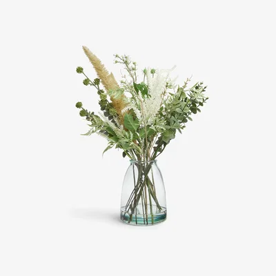 John Lewis Floralsilk Artificial Thistle & Grass Mix in Glass Vase, H54cm