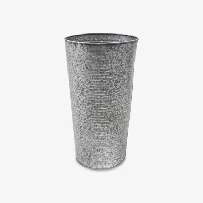 John Lewis Ivyline Ribbed Galvanised Steel Vase Outdoor Planter, Silver
