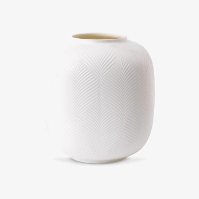 John Lewis Wedgwood White Folia Round Vase, H21cm
