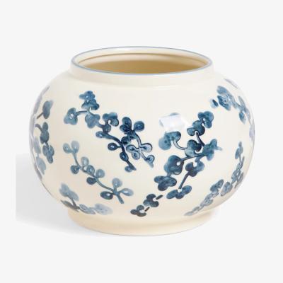 John Lewis John Lewis Hand Painted Floral Stoneware Vase, H15cm, Blue/White